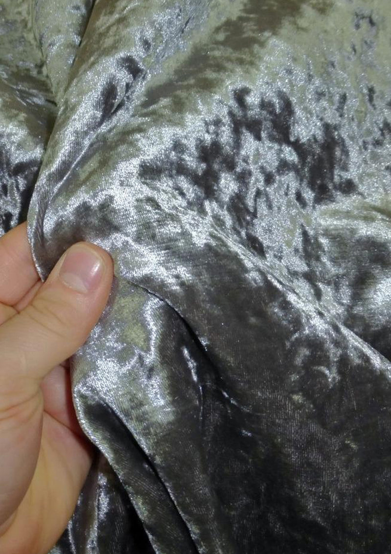Grey Premium Crushed Velvet 1 Way Stretch Fabric Dress Craft Wedding Cushion 60" - 150cm Wide Per Metre