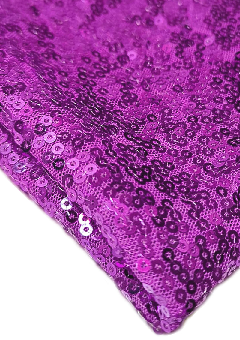 Hot Pink Sequins 3mm Allover Embroidered Fabric on Tulle/Net Material for Decor, Sewing, Dress, Tablecloths & Craft | 52" - 132cms Usable Width