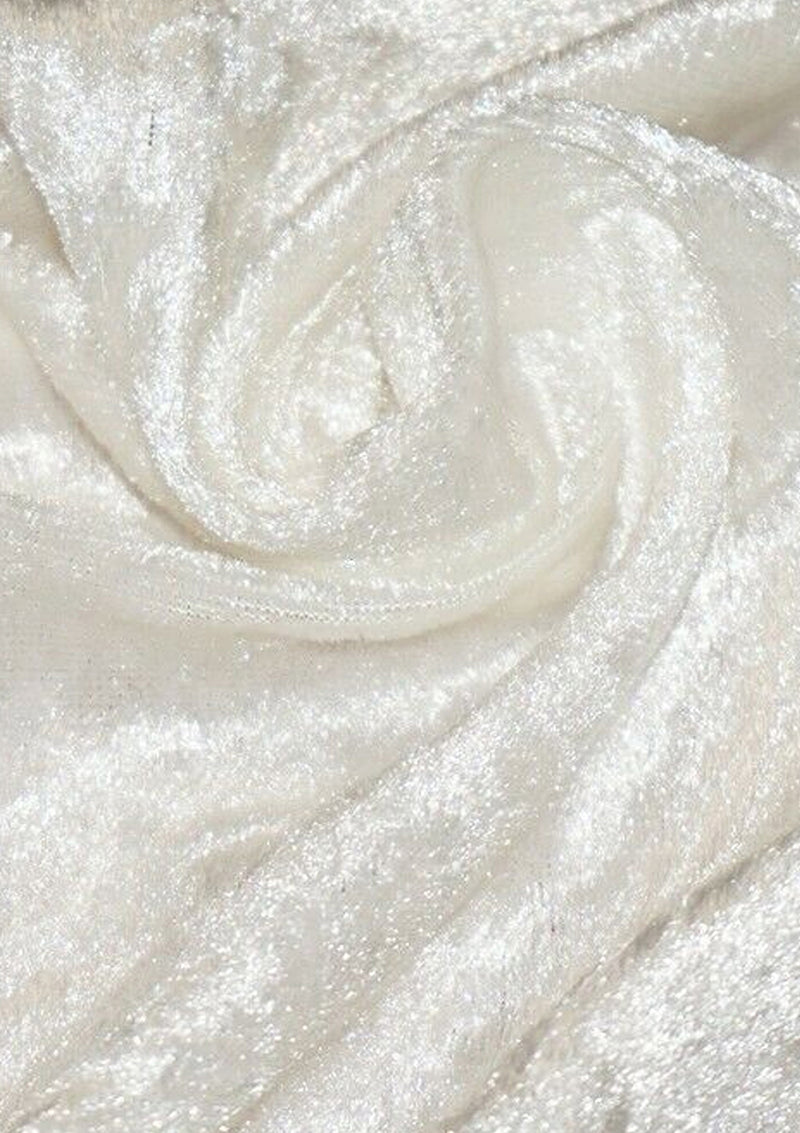 Ivory Premium Crushed Velvet 1 Way Stretch Fabric Dress Craft Wedding Cushion 60" - 150cm Wide Per Metre