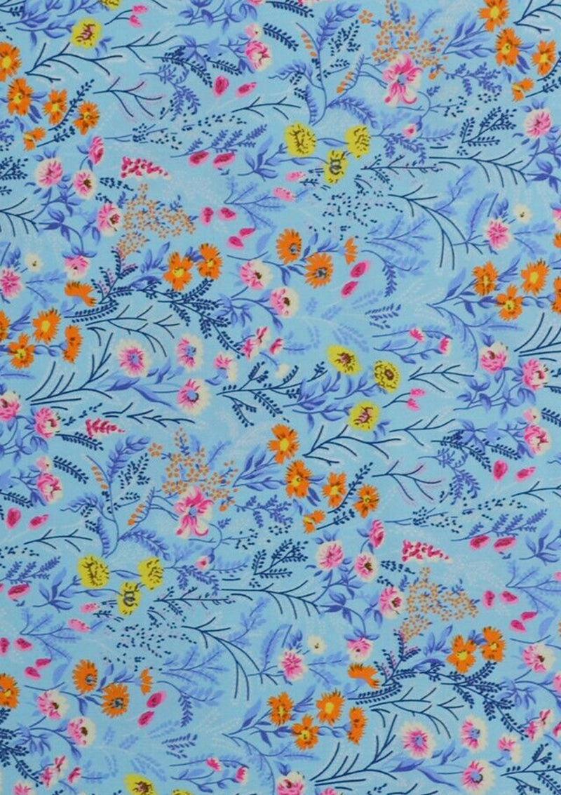 Floral Cotton Print Fabric Garden Theme 45" Wide Oeko-Tex Crafting Material D