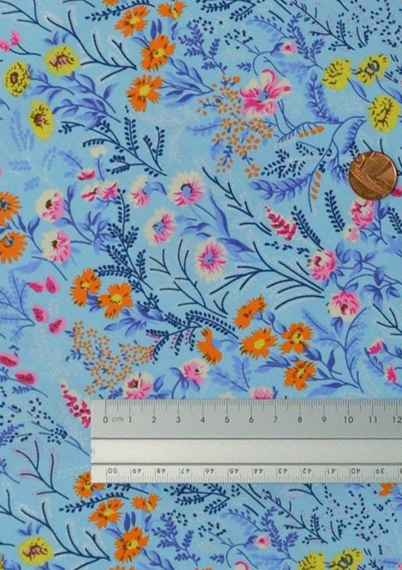 Floral Cotton Print Fabric Garden Theme 45" Wide Oeko-Tex Crafting Material D