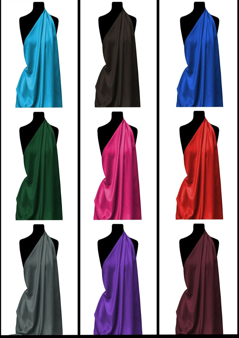 Back Crepe Satin Fabric 58" Luxury Non Stretch Polyester Dressing & Crafting