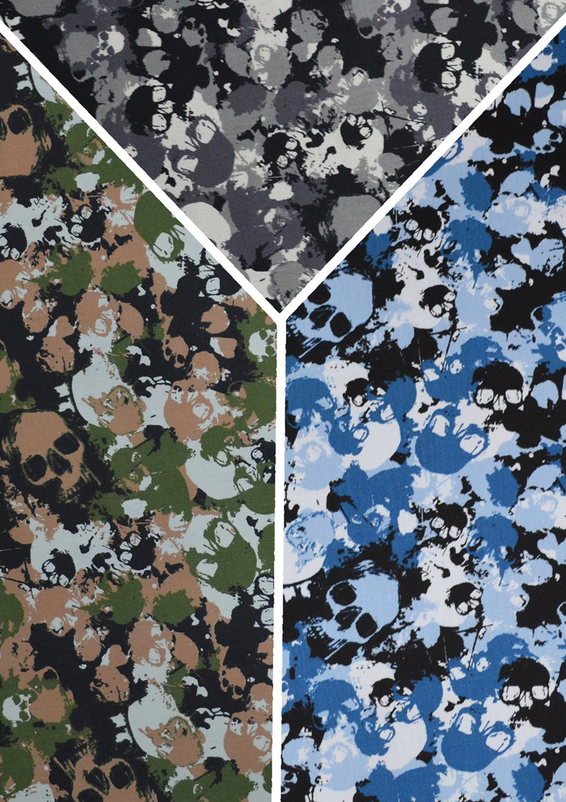 100% 45" Craft Cotton Poplin Camo Skulls Army Printed Fabric Face Mask D