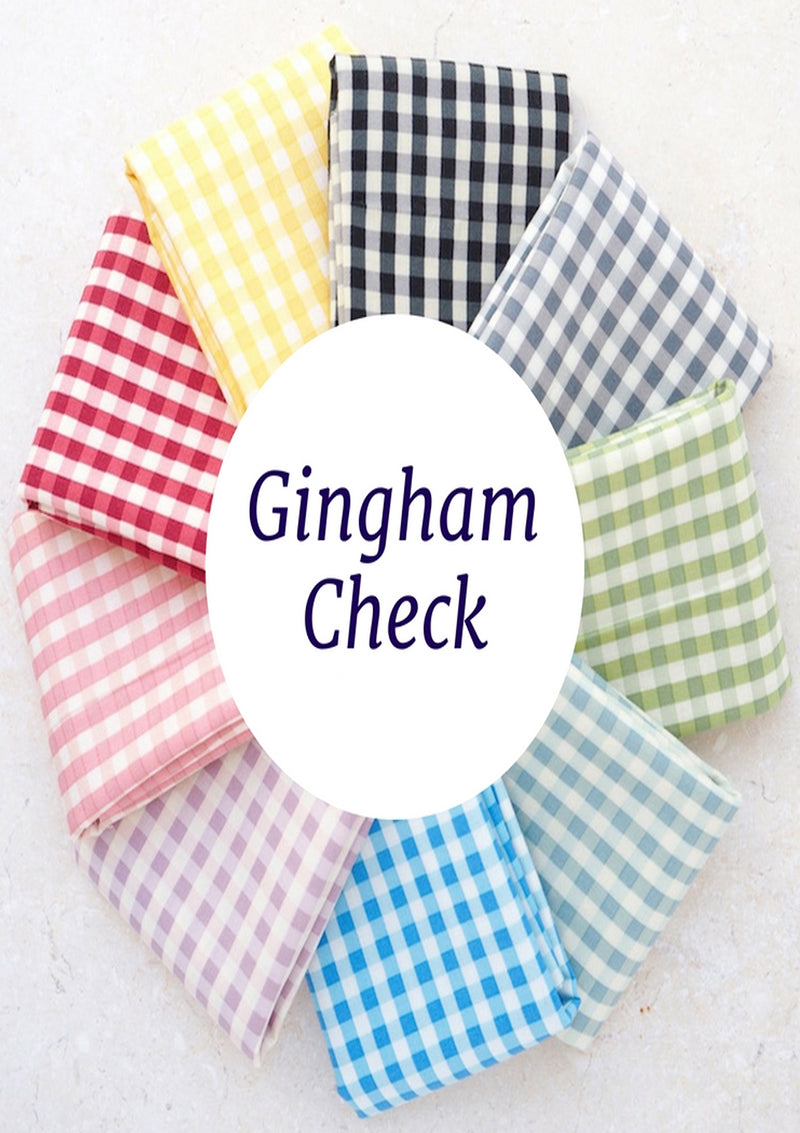 Medium Check 1/8" Black 45" Wide Gingham Polycotton Fabric Check Material Dress Crafts Uniform