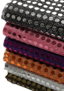 Black 6mm American Knit Nylon Blend Colour Sequins Fabric 45" Wide Dress Decor & Craft