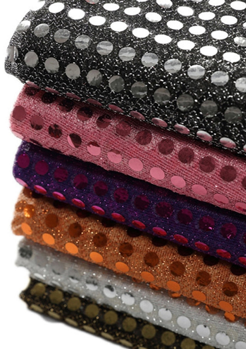 Black 6mm American Knit Nylon Blend Colour Sequins Fabric 45" Wide Dress Decor & Craft