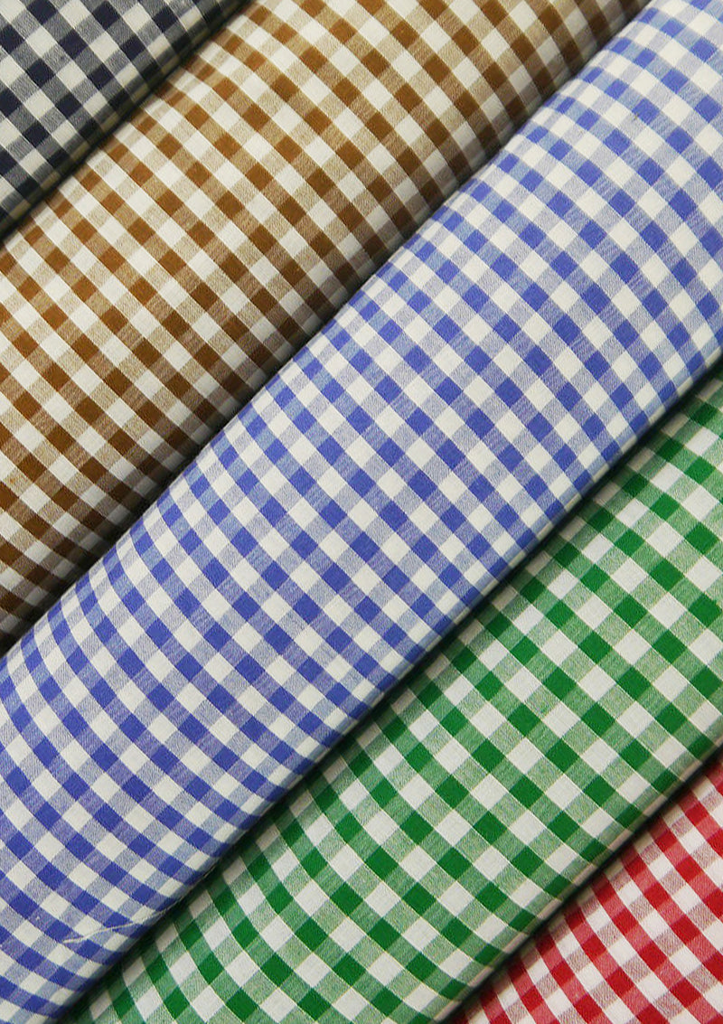 Large Check 1/4" Uniform Blue 45" Gingham Polycotton Fabric Check Material Dress Crafts Uniform