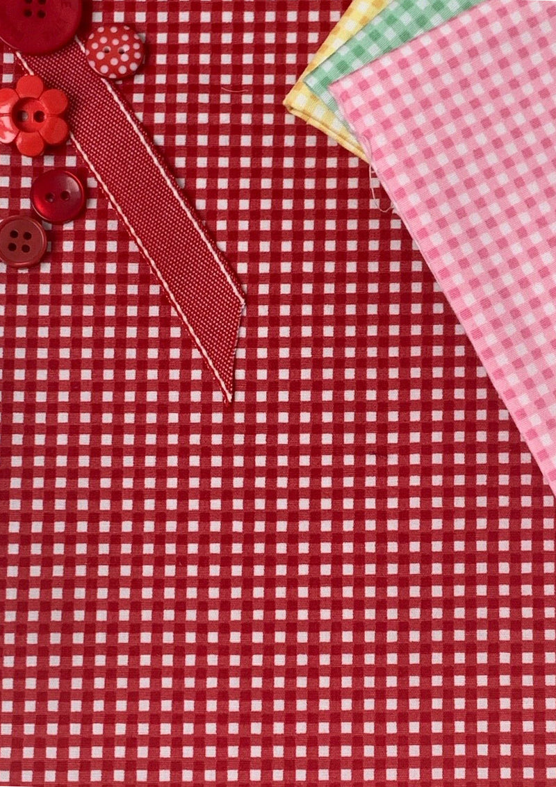 Medium Check 1/8" Hot Pink 45" Wide Gingham Polycotton Fabric Check Material Dress Crafts Uniform