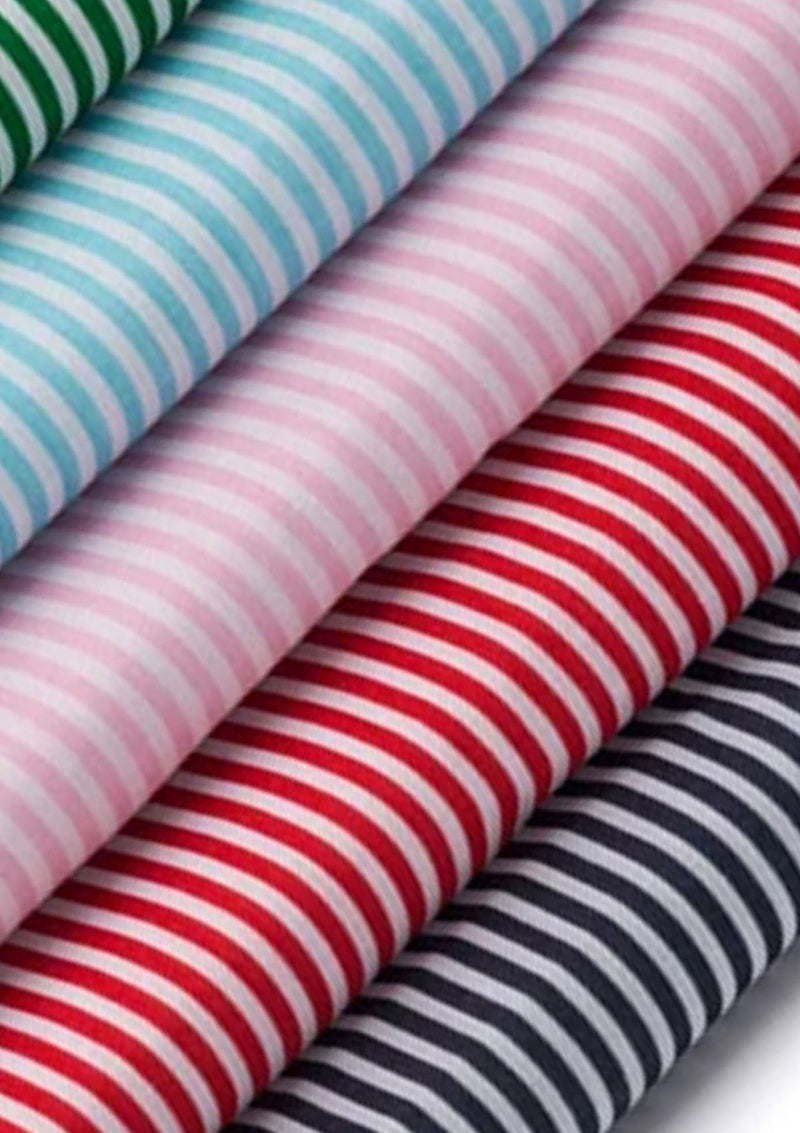 Candy Stripes Polycotton Print Fabric Horizontal 3mm Stripes 45" Crafting D