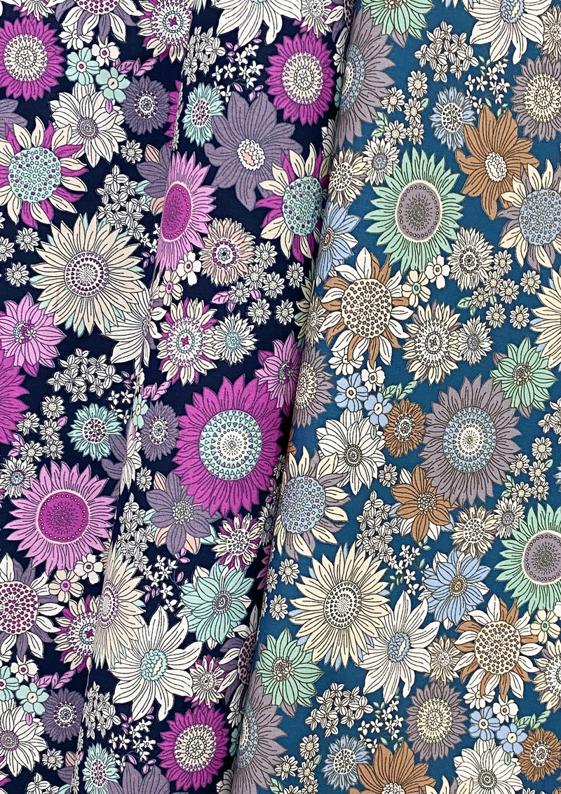 Floral Cotton Print Fabric Sunflower 45" Wide Poplin ROSE & HUBBLE Crafting D