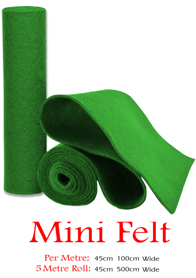 Meadow Felt Fabric Baize 100% Acrylic Material Arts Crafts Sewing Decoration 1mm Thickness | 100cm x 45cm Wide | Sold by The Metre & Roll