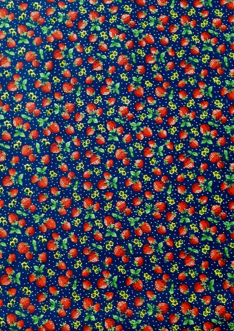 Strawberries + Dots 100% 45"Craft Cotton Poplin Print D