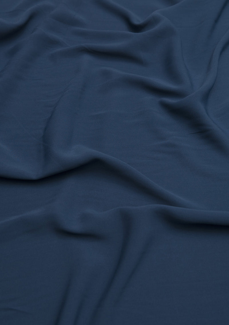 Navy Crepe Fabric Valenteeno Powder Touch Soft Feel 58" Wide for Dressmaking, Uniform & Abaya