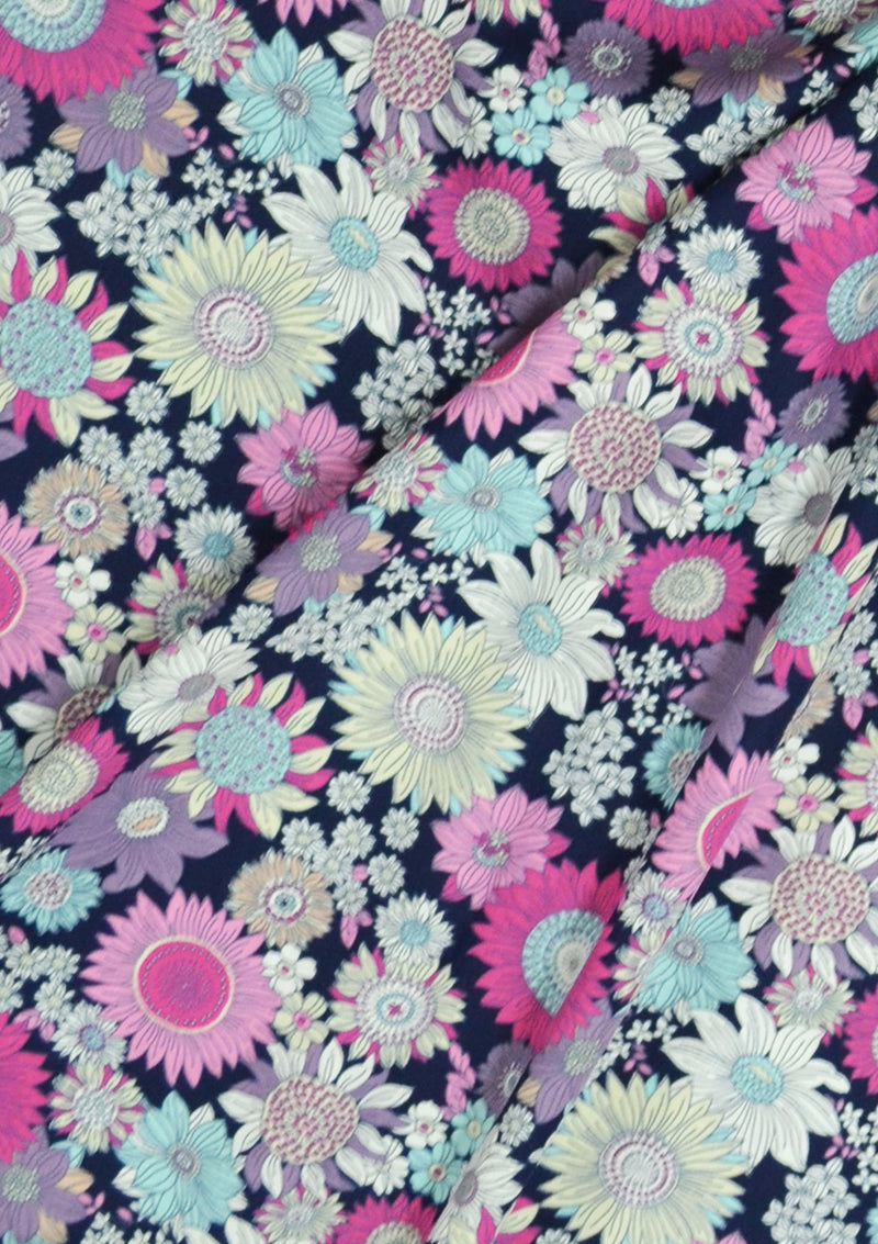 Floral Cotton Print Fabric Sunflower 45" Wide Poplin ROSE & HUBBLE Crafting D