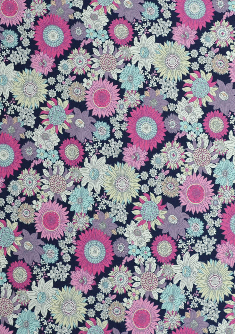 Floral Cotton Print Fabric Sunflower 45" Wide Poplin ROSE & HUBBLE Crafting D