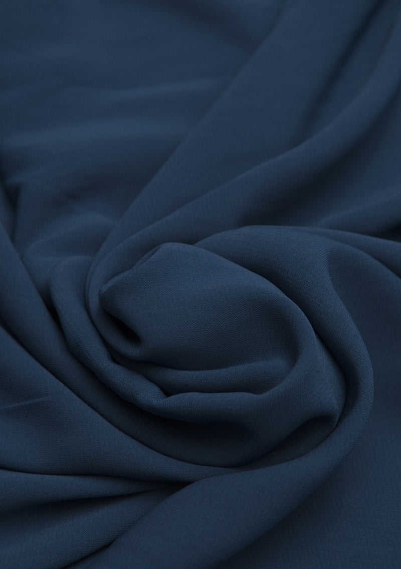 Navy Crepe Fabric Valenteeno Powder Touch Soft Feel 58" Wide for Dressmaking, Uniform & Abaya