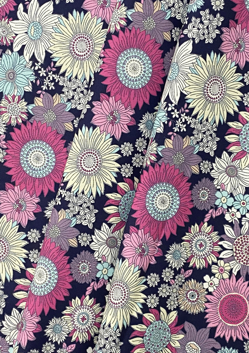 Floral Cotton Print Fabric Sunflower 45" Wide Poplin ROSE & HUBBLE Crafting D