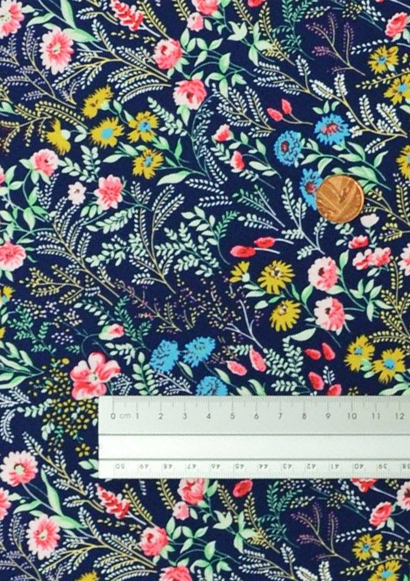 Floral Cotton Print Fabric Garden Theme 45" Wide Oeko-Tex Crafting Material D