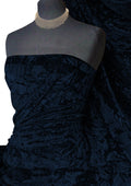 Navy Blue Premium Spun Ice Crush Effect Velvet 2 Way Spandex 60" Craft, Dress & Decoration