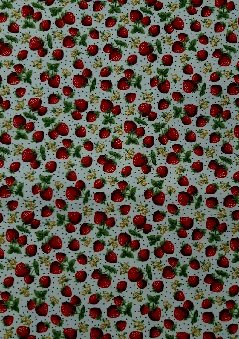 Strawberries + Dots 100% 45"Craft Cotton Poplin Print D