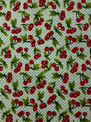 CHERRIES + DOTS 100% 45"CRAFT COTTON POPLIN PRINT D