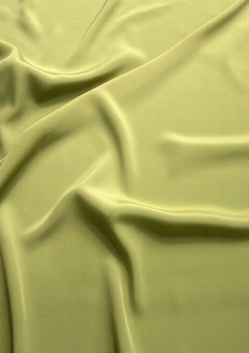 Crepe De Chine Dress Fabric Olive Green Silky Plain Dyed Oeko-tex 44/45" Wide Craft