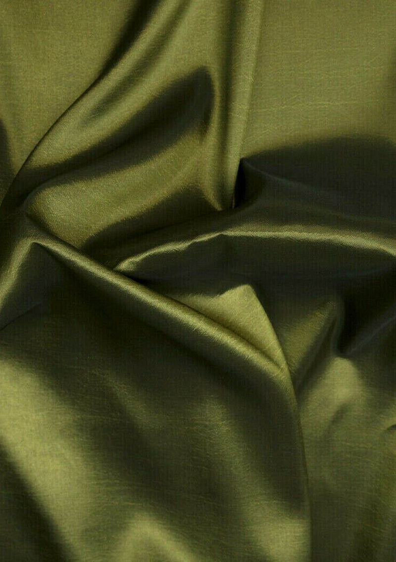 Olive Green Premium Taffeta Fabric Plain/TwoTone Colours for Dresses,Furnishing & Craft 60"