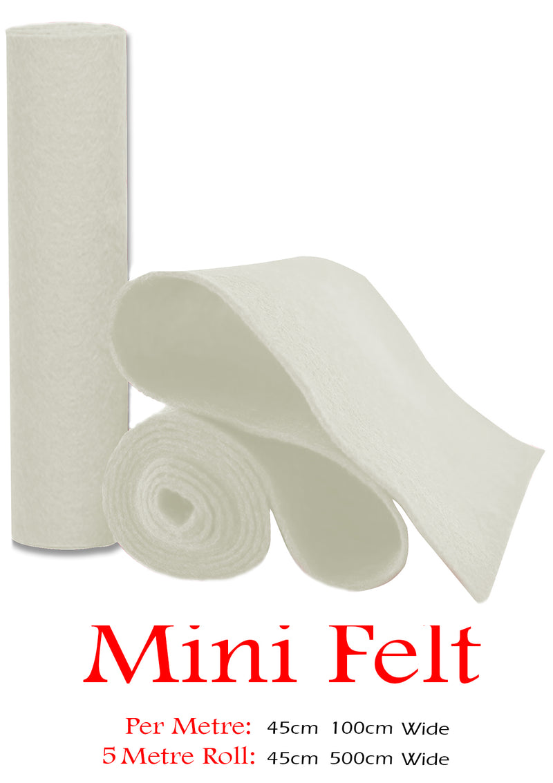 Off White Felt Fabric Baize 100% Acrylic Material Arts Crafts Sewing Decoration 1mm Thickness | 100cm x 45cm Wide | Sold by The Metre & Roll