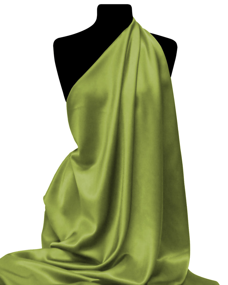 Olive Green Satin Crepe Fabric 58" Luxury Non Stretch Polyester Dressing & Crafting
