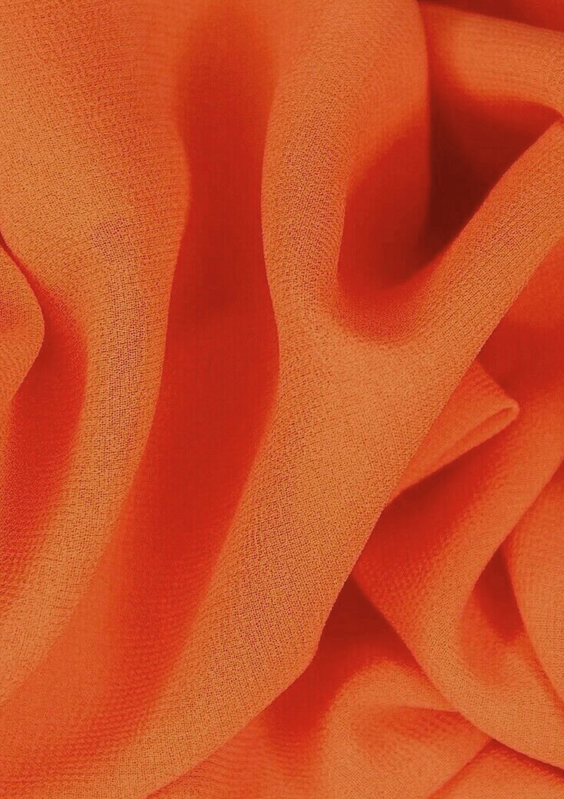 Orange Georgette Chiffon Plain Crepe Dyed Fashion Fabric 60" Decoration, Craft & Dress