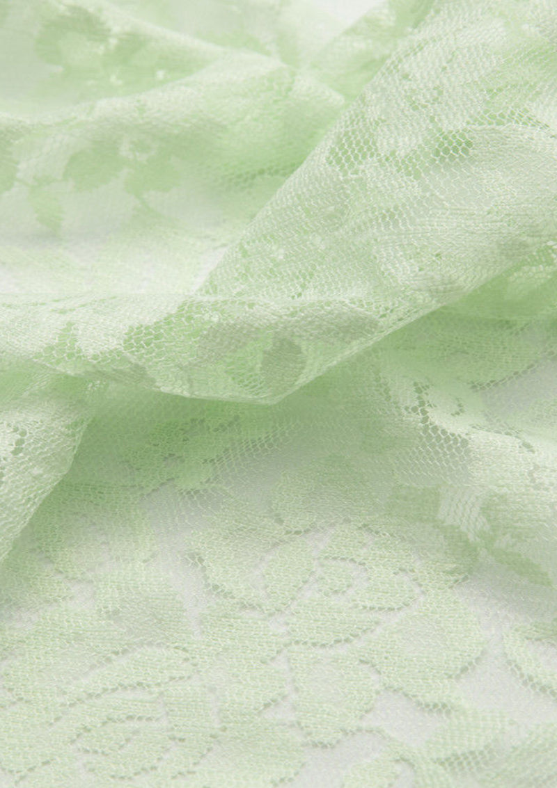 Pastel Green Lace Stretch Dress Material In A Rose Floral Pattern Flo Clrs Nylon Spandex 60"