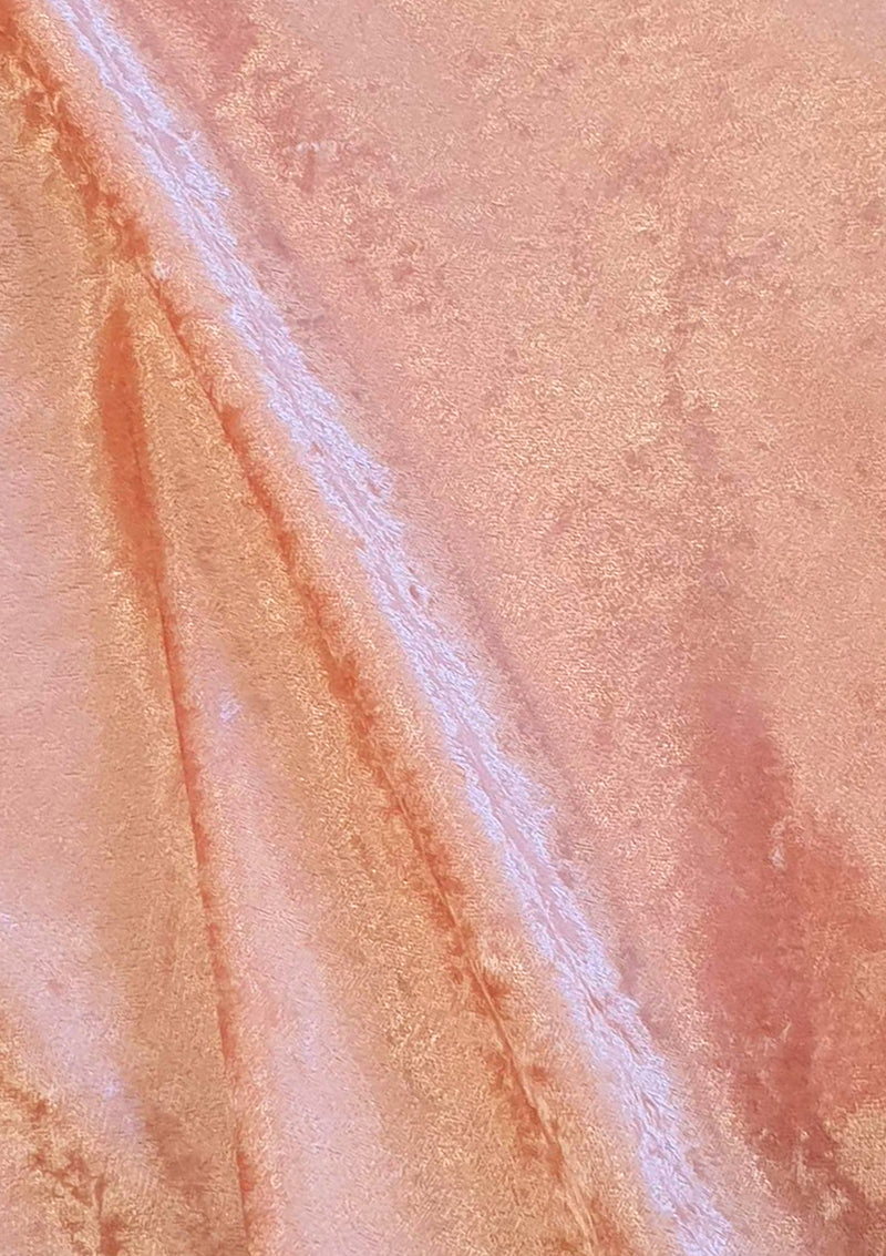 Peach Premium Crushed Velvet 1 Way Stretch Fabric Dress Craft Wedding Cushion 60" - 150cm Wide Per Metre