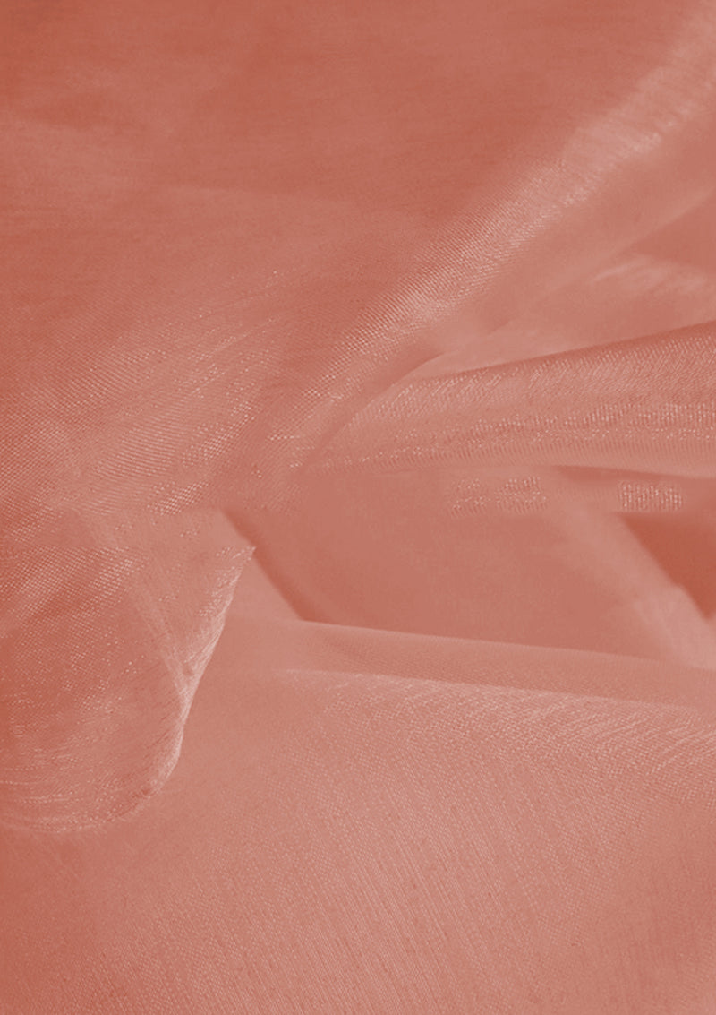 Peach Organza Fabric Voile Curtain 60" Width Plain Dyed 100% Nylon Decoration - Metre