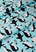 Penguins Cotton Print Fabric 45" Wide Novelty Happy Feet Theme Crafts Dress D#30 (Blue)