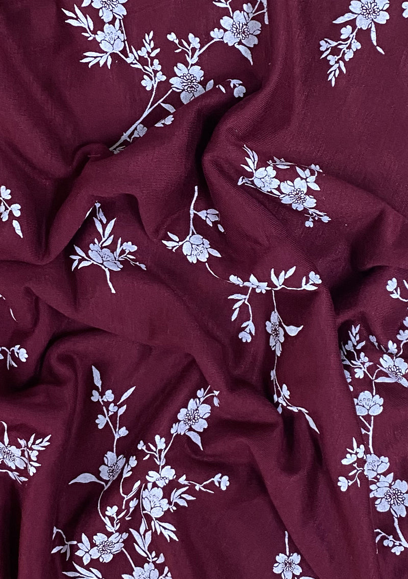 Floral Jersey Fabric Viscose Elastane 2-Way Stretch 61" Lacquer Foil Spandex