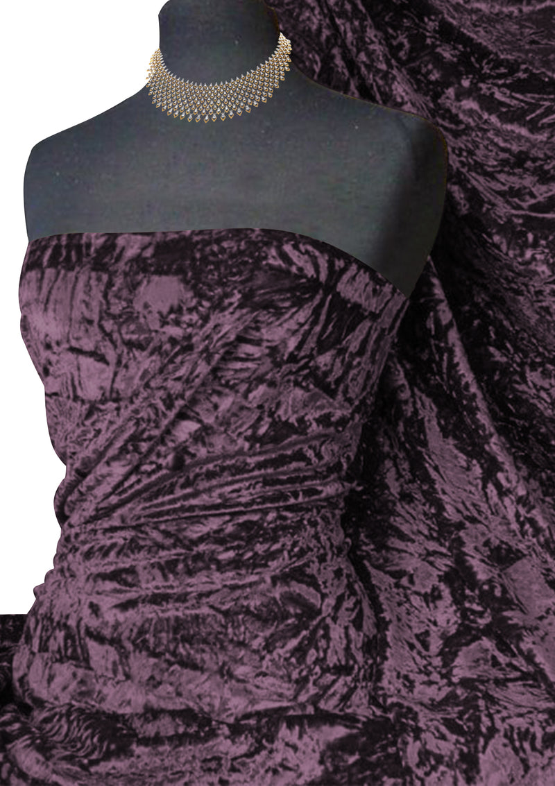 Plum Premium Spun Ice Crush Effect Velvet 2 Way Spandex 60" Craft, Dress & Decoration