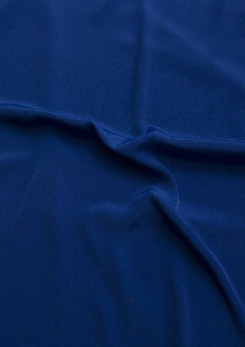 Crepe De Chine Dress Fabric Royal Blue Silky Plain Dyed Oeko-tex 44/45" Wide Craft
