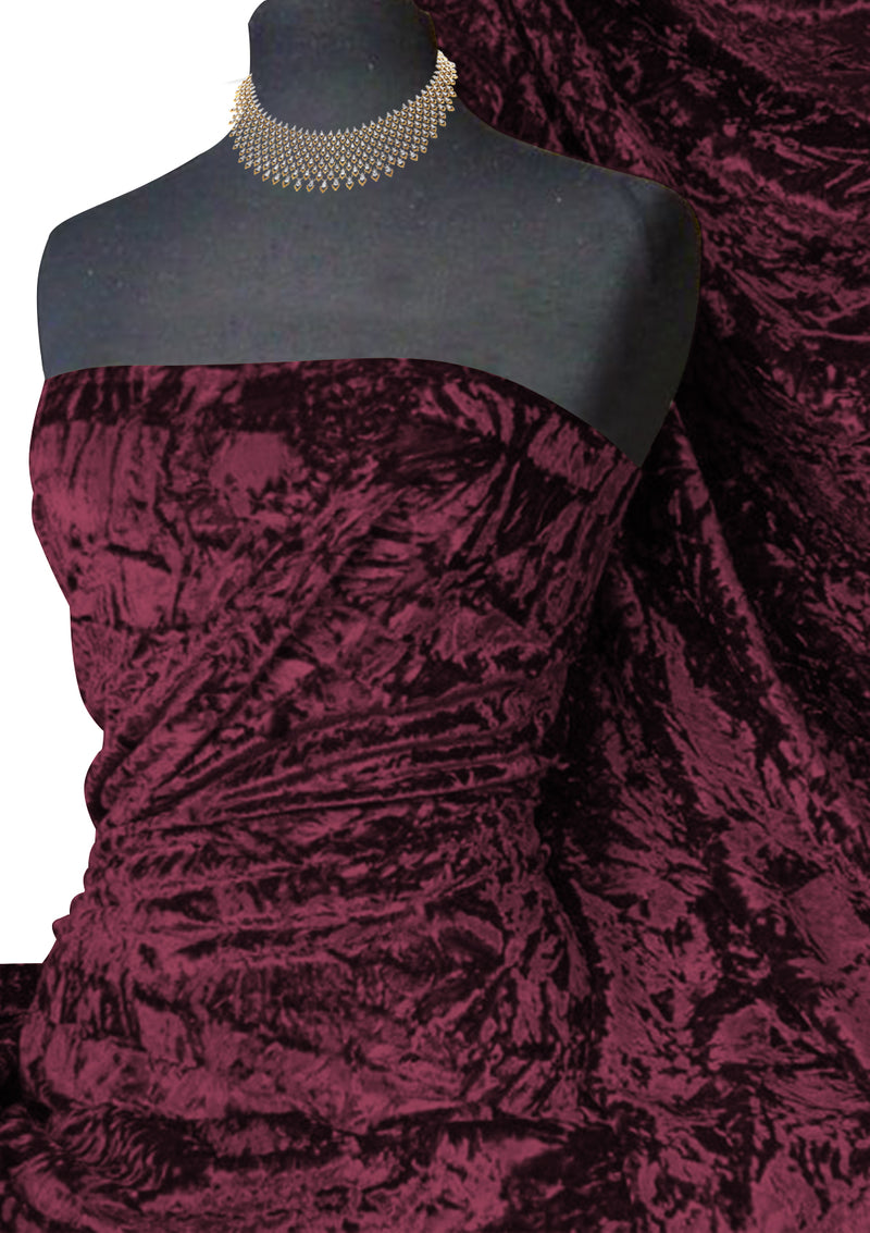Rose Pink Premium Spun Ice Crush Effect Velvet 2 Way Spandex 60" Craft, Dress & Decoration