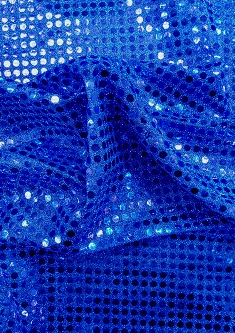Royal Blue 6mm American Knit Nylon Blend Colour Sequins Fabric 45" Wide Dress Decor & Craft