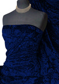 Cobalt Blue Premium Spun Ice Crush Effect Velvet 2 Way Spandex 60" Craft, Dress & Decoration