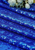 Royal Blue Sequins 3mm Allover Embroidered Fabric on Tulle/Net Material for Decor, Sewing, Dress, Tablecloths & Craft | 52" - 132cms Usable Width | Sold by The Metre