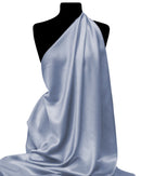 Satin Crepe Fabric Silver/Grey Non Stretch Crepe Back 58" Wide Dressing - Clearance