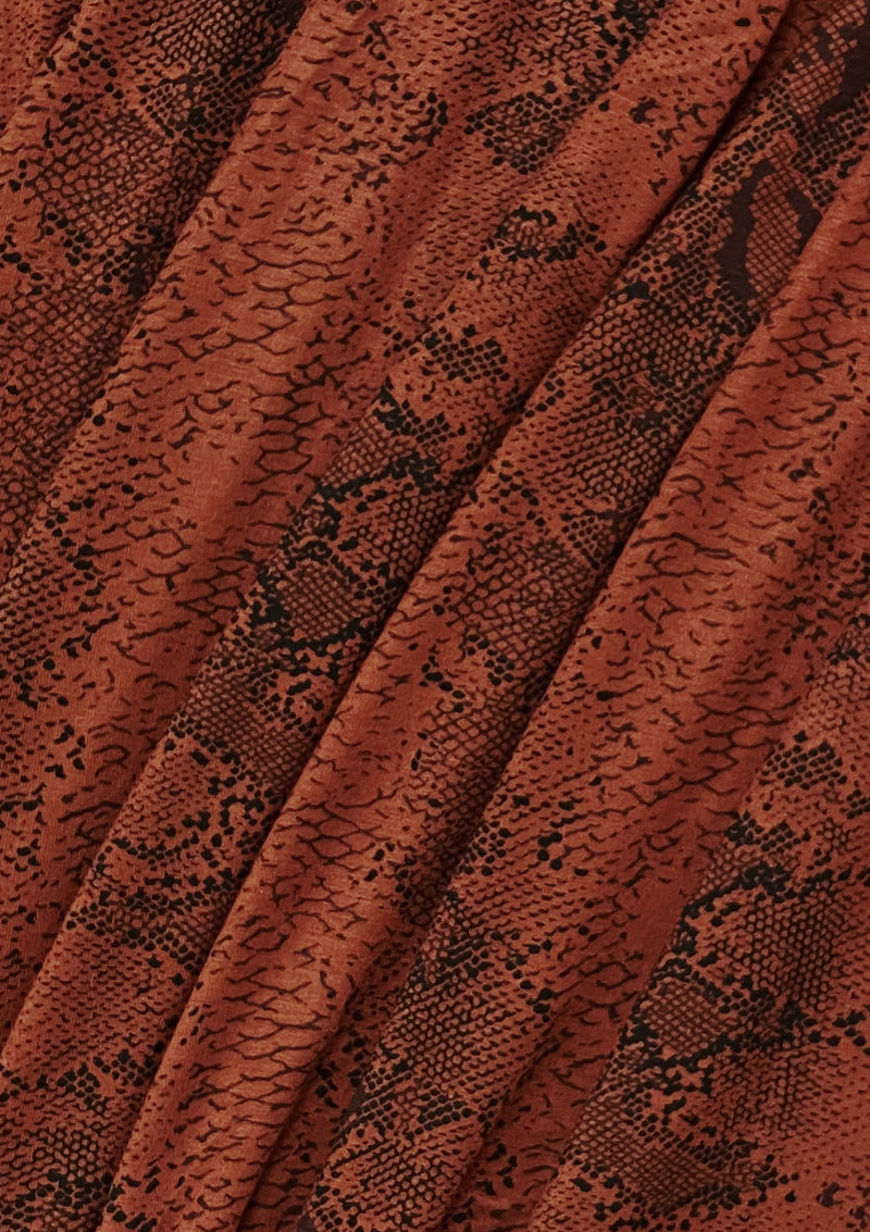 Animal Print Fabric Viscose Jersey Snake Skin Pattern 2-Way Stretch 62" Wide - Rust