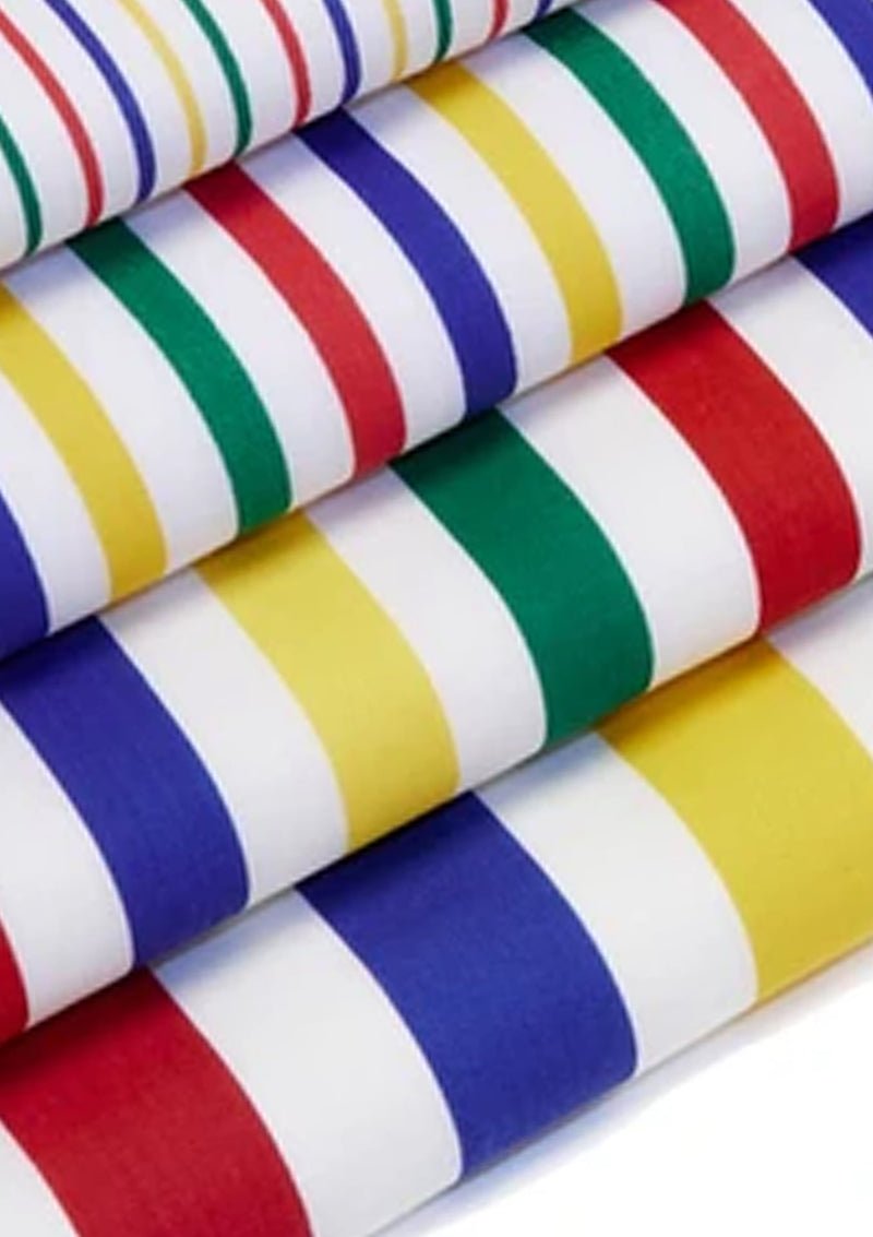 Multicoloured Stripes Polycotton Print Fabric Rainbow Horizontal Lines 45" D