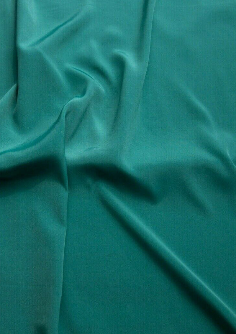 Crepe De Chine Dress Fabric Teal Green Silky Plain Dyed Oeko-tex 44/45" Wide Craft