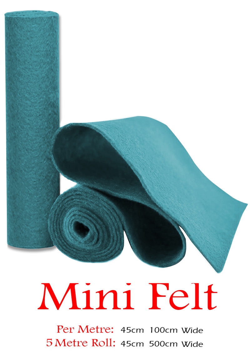 Teal Felt Fabric Baize 100% Acrylic Material Arts Crafts Sewing Decoration 1mm Thickness | 100cm x 45cm Wide | Sold by The Metre & Roll