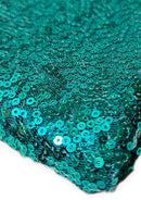 Teal Green Sequins 3mm Allover Embroidered Fabric on Tulle/Net Material for Decor, Sewing, Dress, Tablecloths & Craft | 52" - 132cms Usable Width | Sold by The Metre