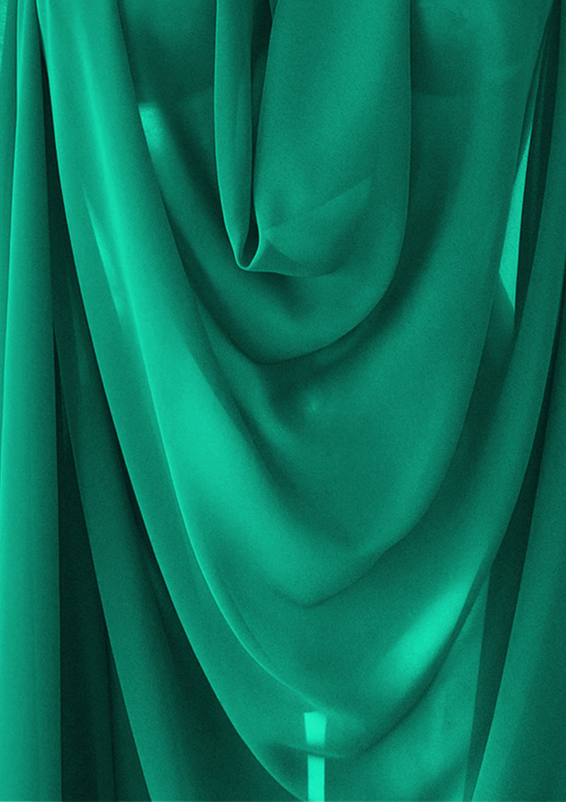 Georgette Chiffon Fabric Teal Green 60" Wide Plain Crepe for Decoration,Event & Dress