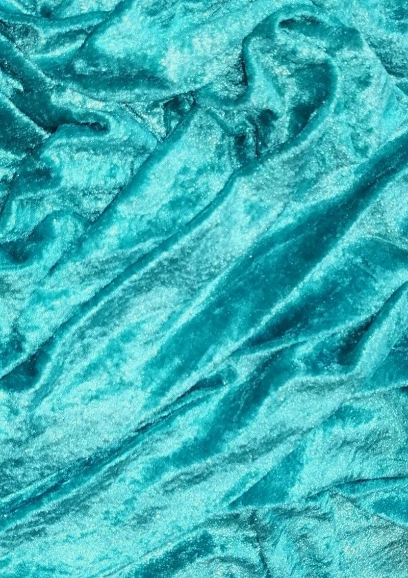 Turquoise Premium Crushed Velvet 1 Way Stretch Fabric Dress Craft Wedding Cushion 60" - 150cm Wide Per Metre