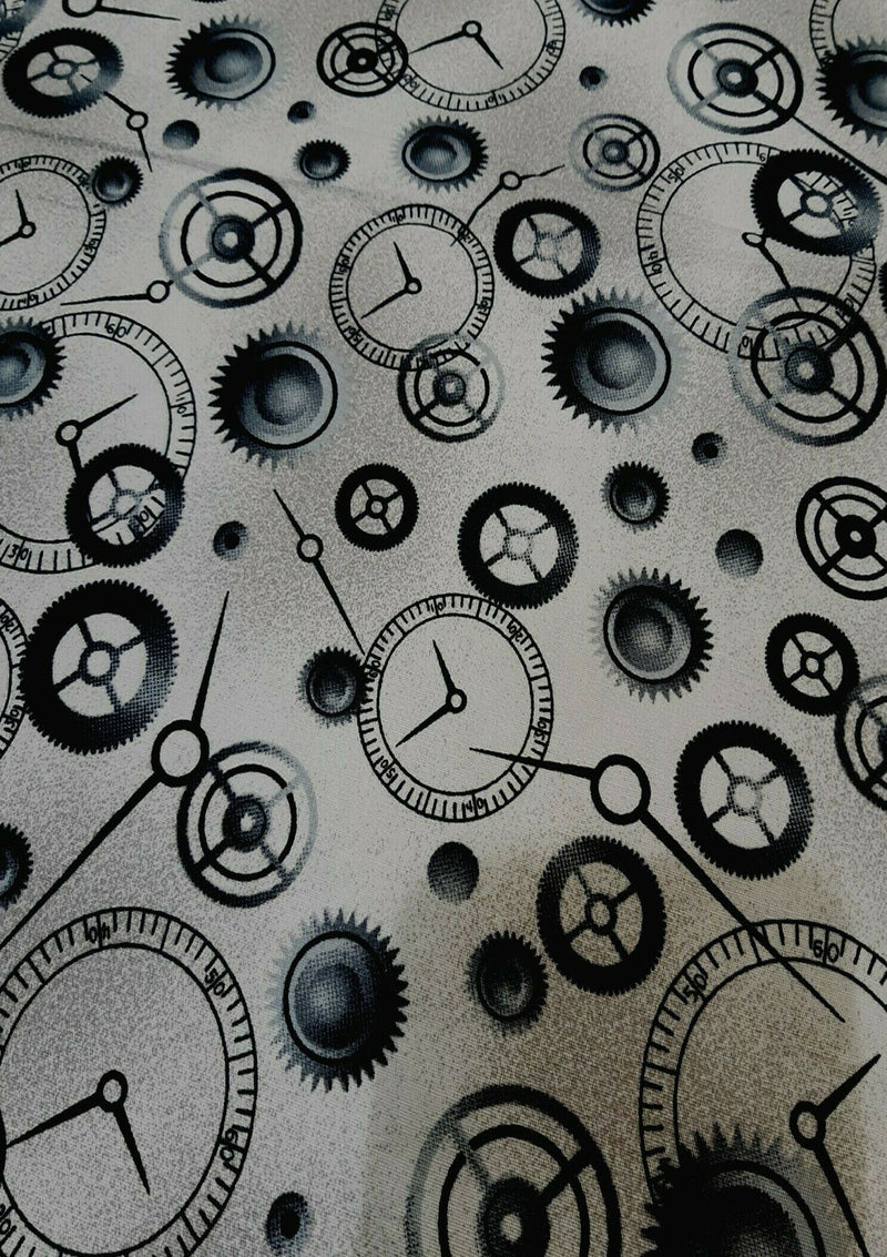 Steampunk Cogs Clock 100% 45"Craft Cotton Poplin D